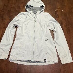 REI Co-op Rain Jacket Men Medium Gray Hooded Full Zip Waterproof Shell